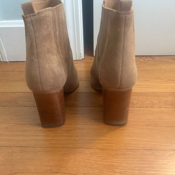 Marc Fisher Suede Pointed-Toe Block Heel Booties – Tan – Size 11 - Picture 6 of 9